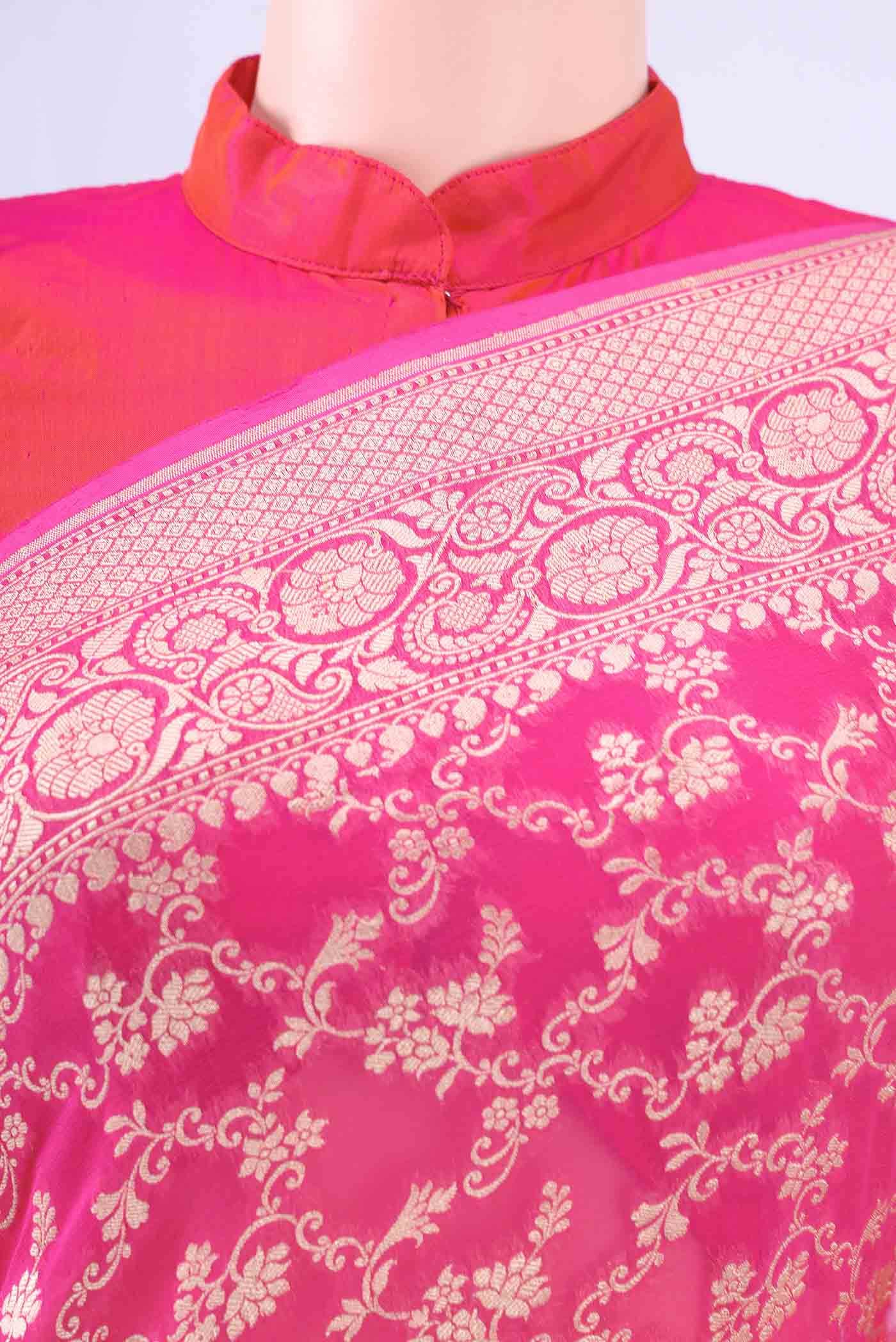 Rani Pink Banarasi Georgette Saree