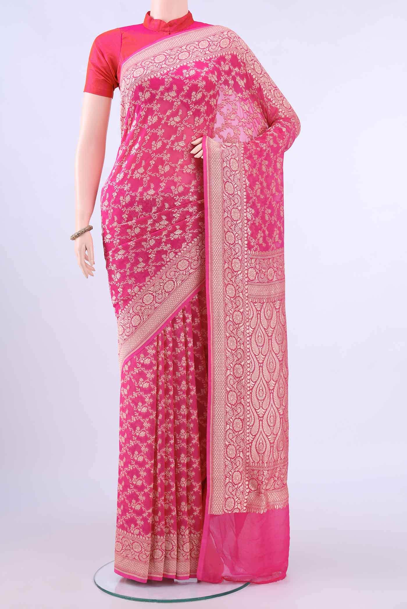 Rani Pink Banarasi Georgette Saree