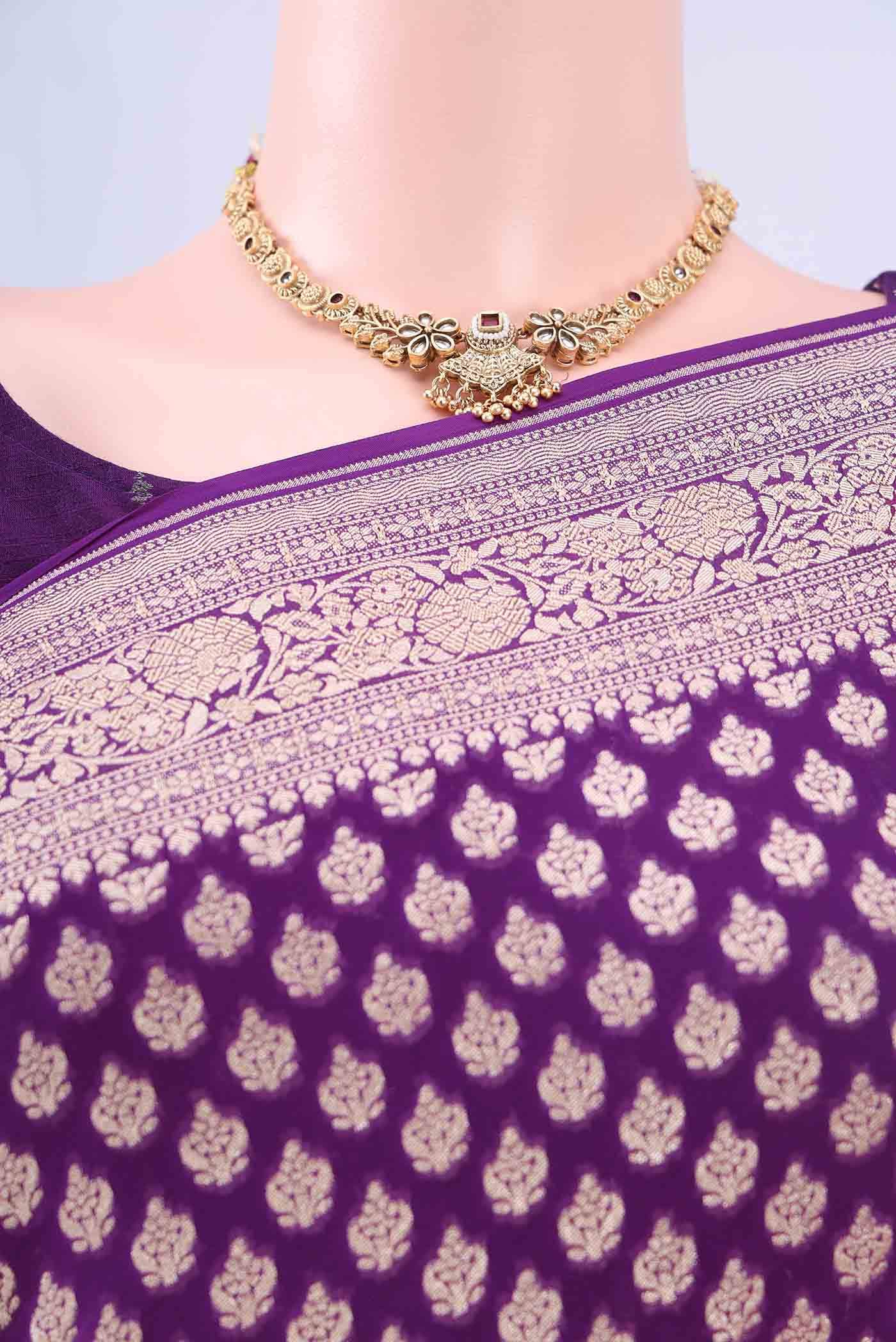 Purple Banarasi Georgette Saree