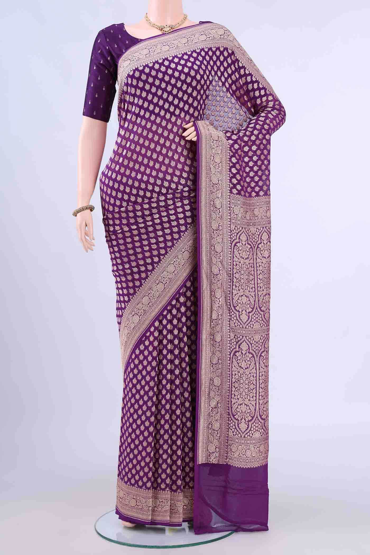 Purple Banarasi Georgette Saree