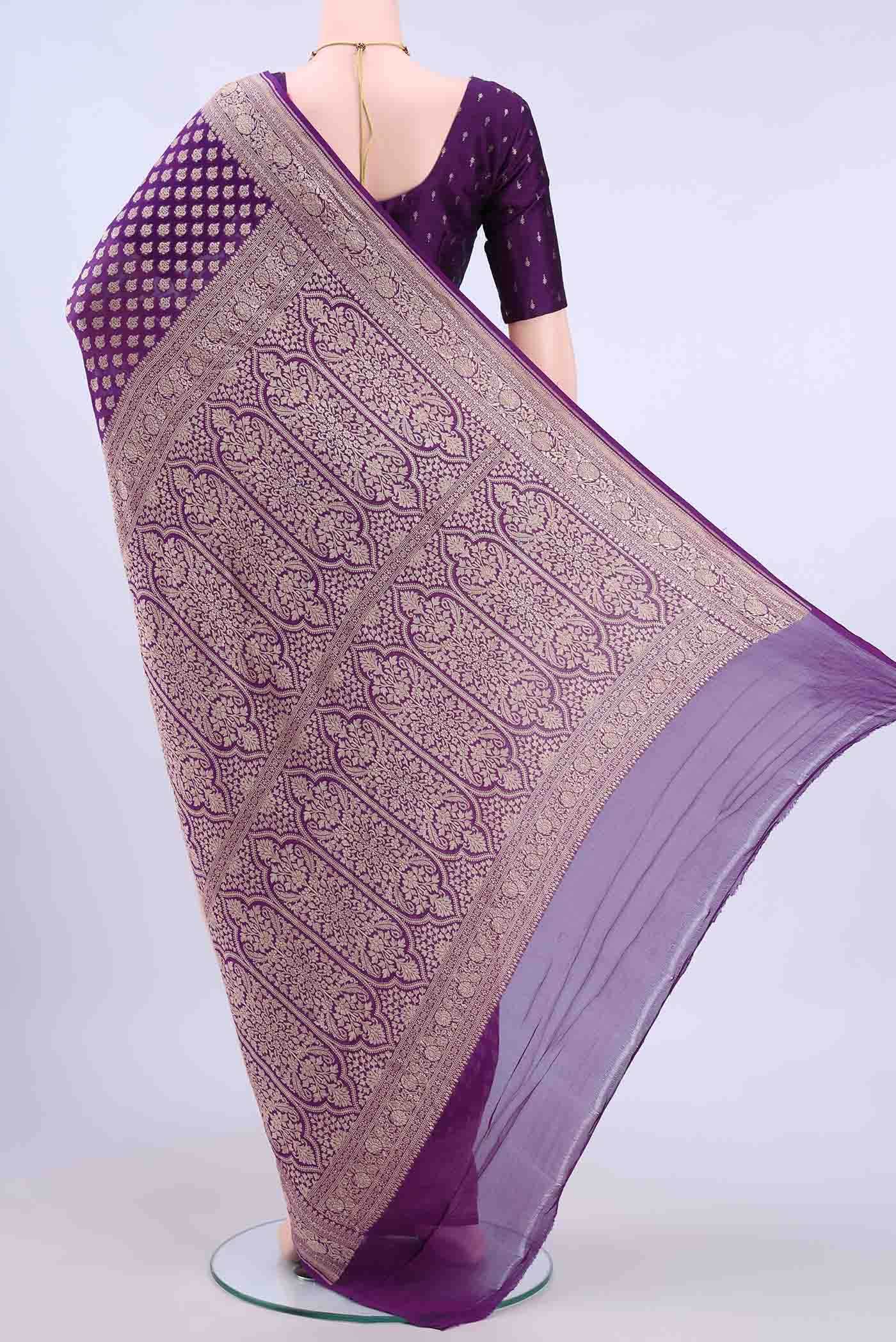 Purple Banarasi Georgette Saree