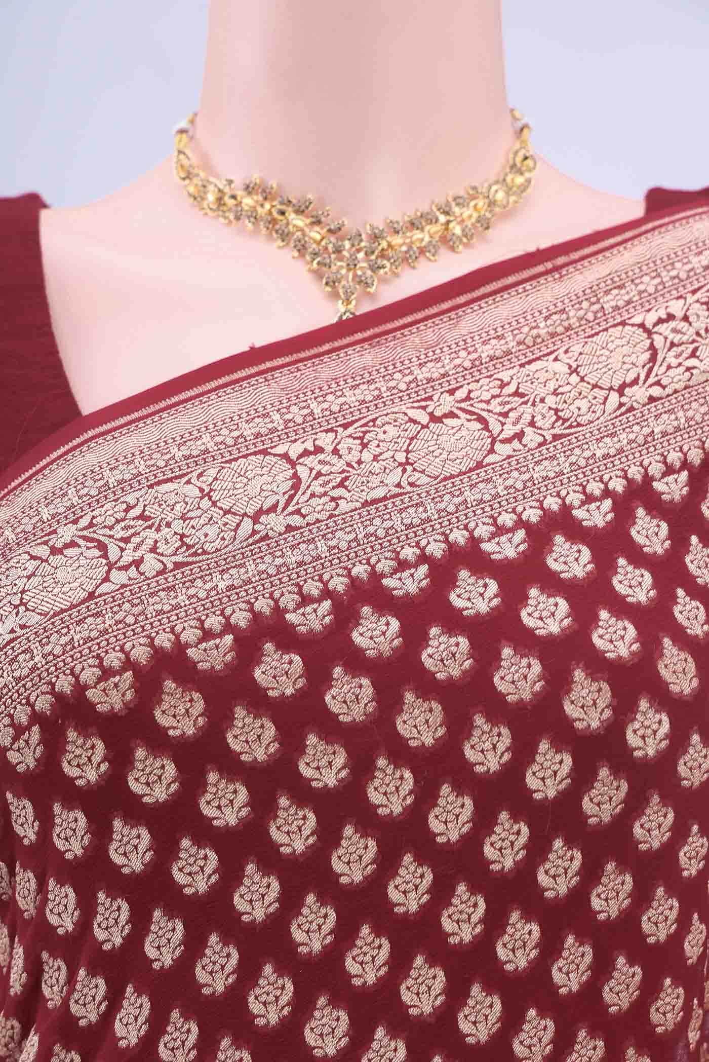 Maroon Banarasi Georgette Saree