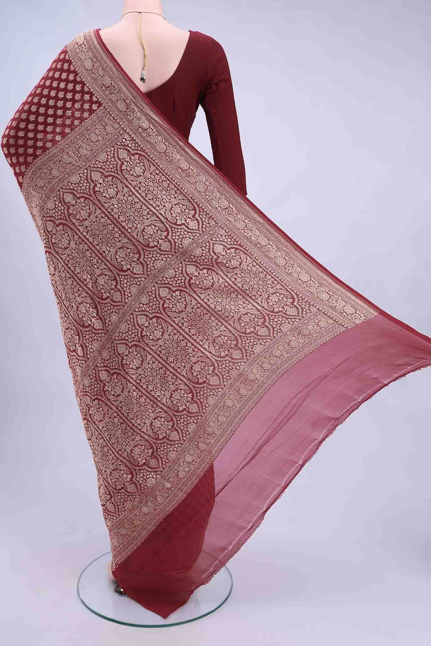 Maroon Banarasi Georgette Saree