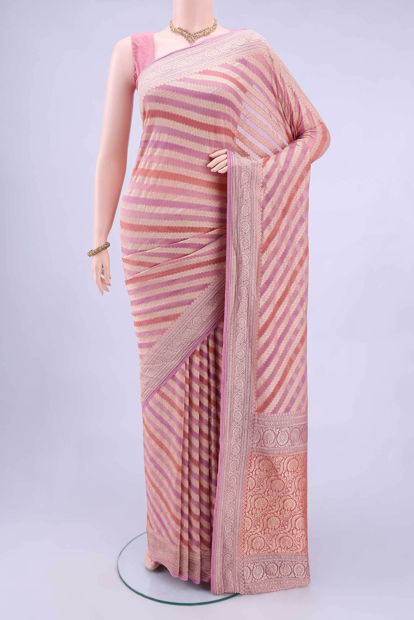 Pink Banarasi Georgette Saree