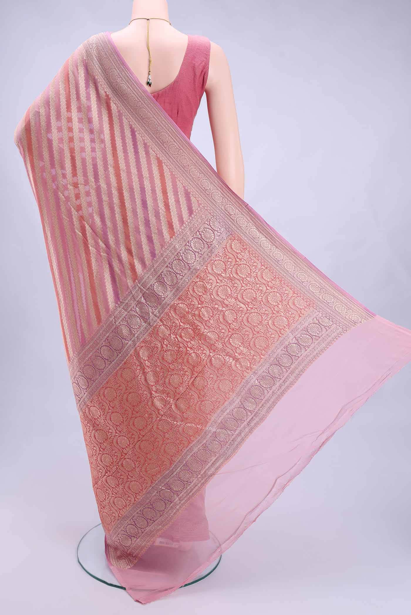 Pink Banarasi Georgette Saree