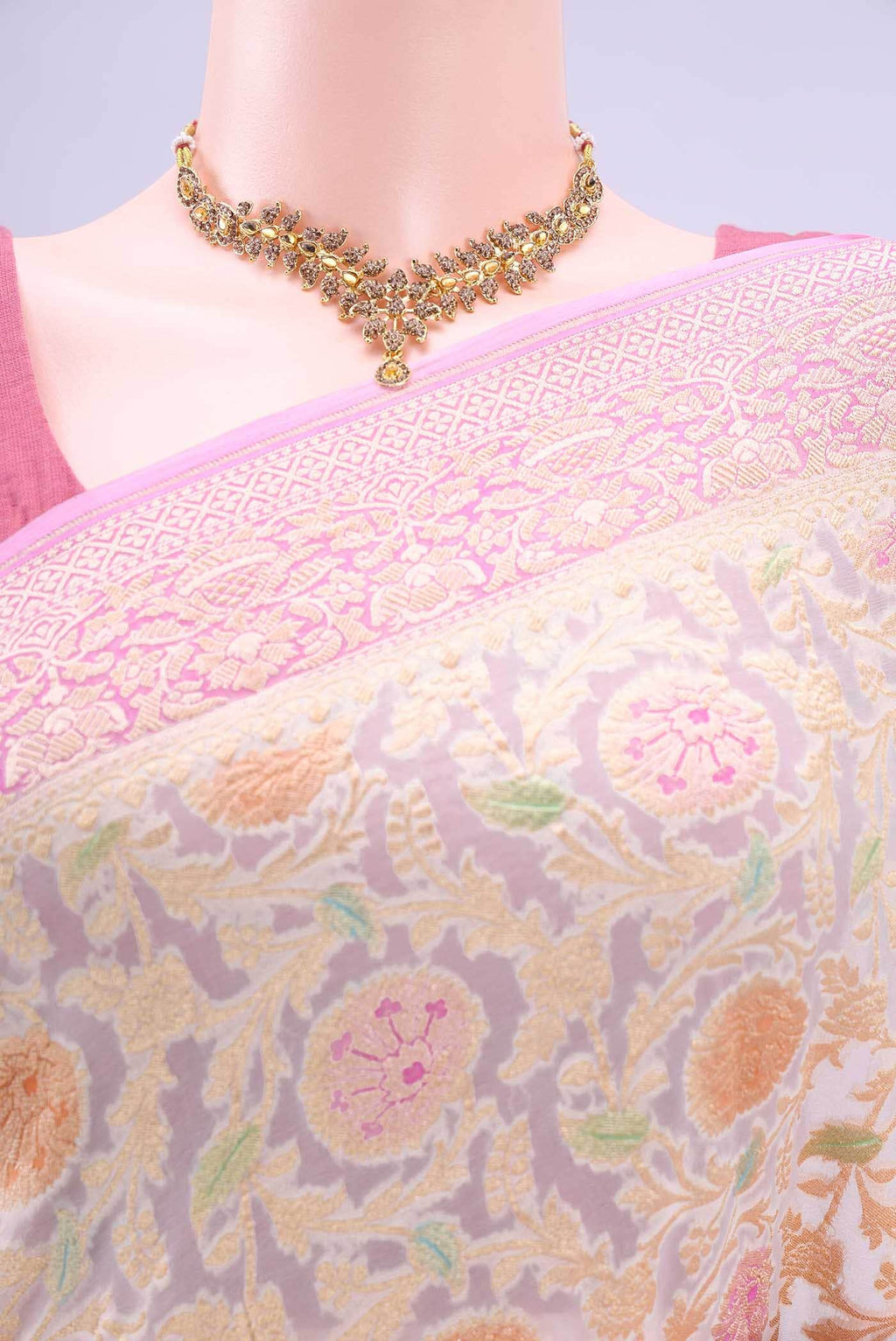 Off White Banarasi Georgette Saree