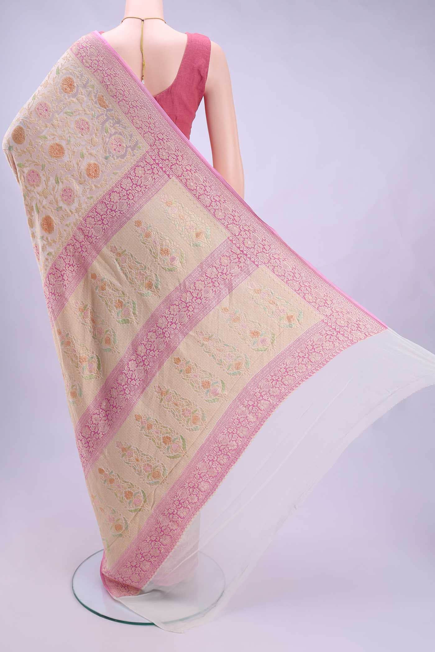 Off White Banarasi Georgette Saree