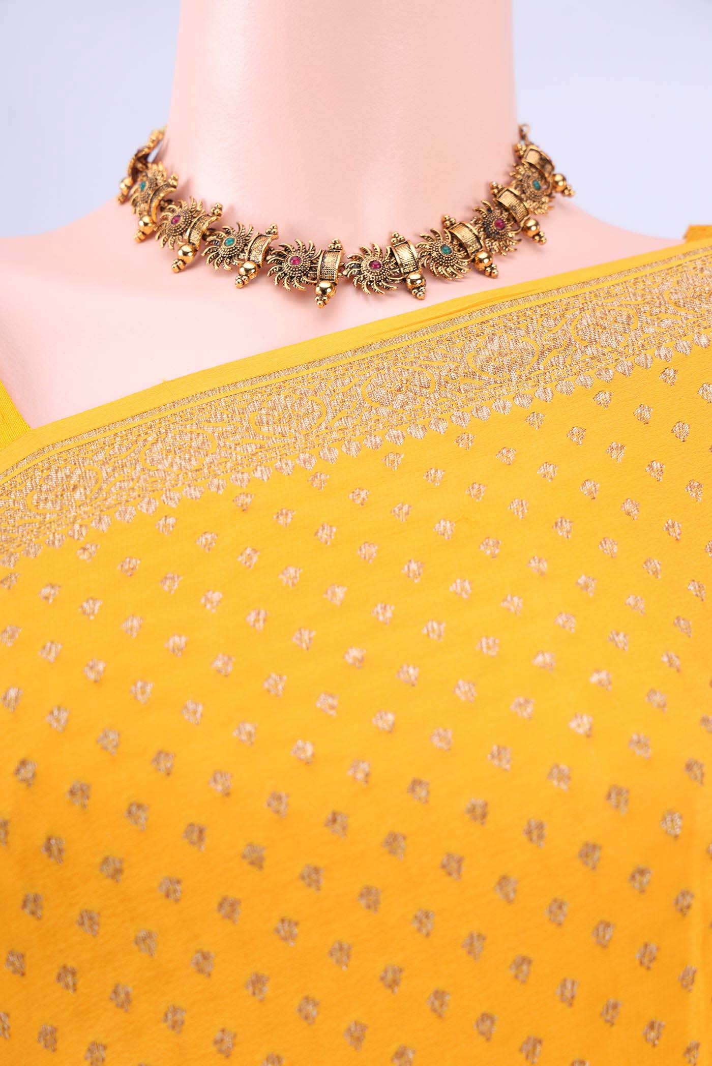 Yellow Banarasi Georgette Saree