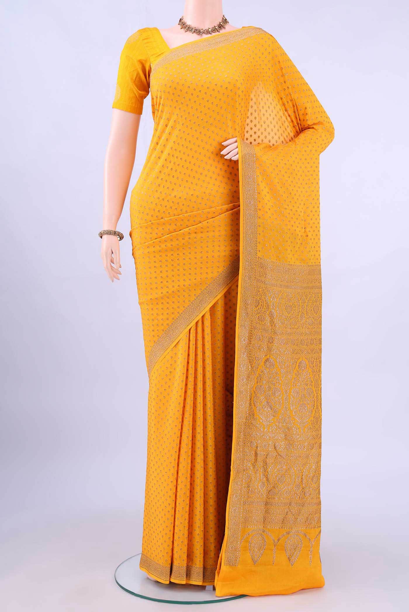 Yellow Banarasi Georgette Saree
