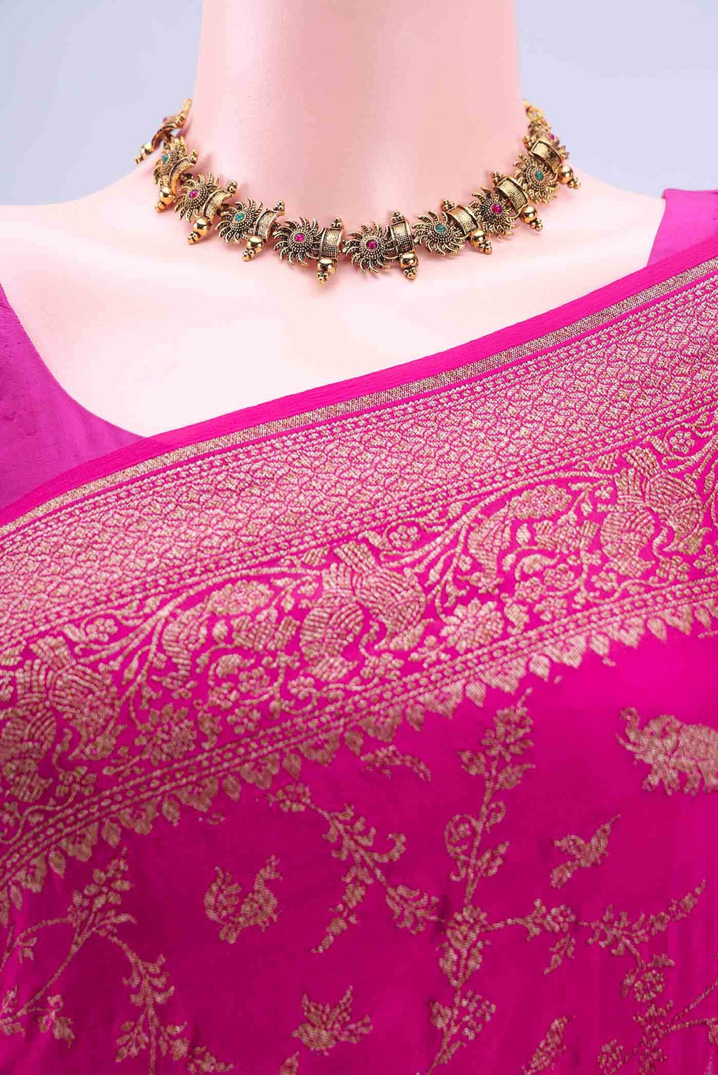 Rani Pink Banarasi Georgette Saree