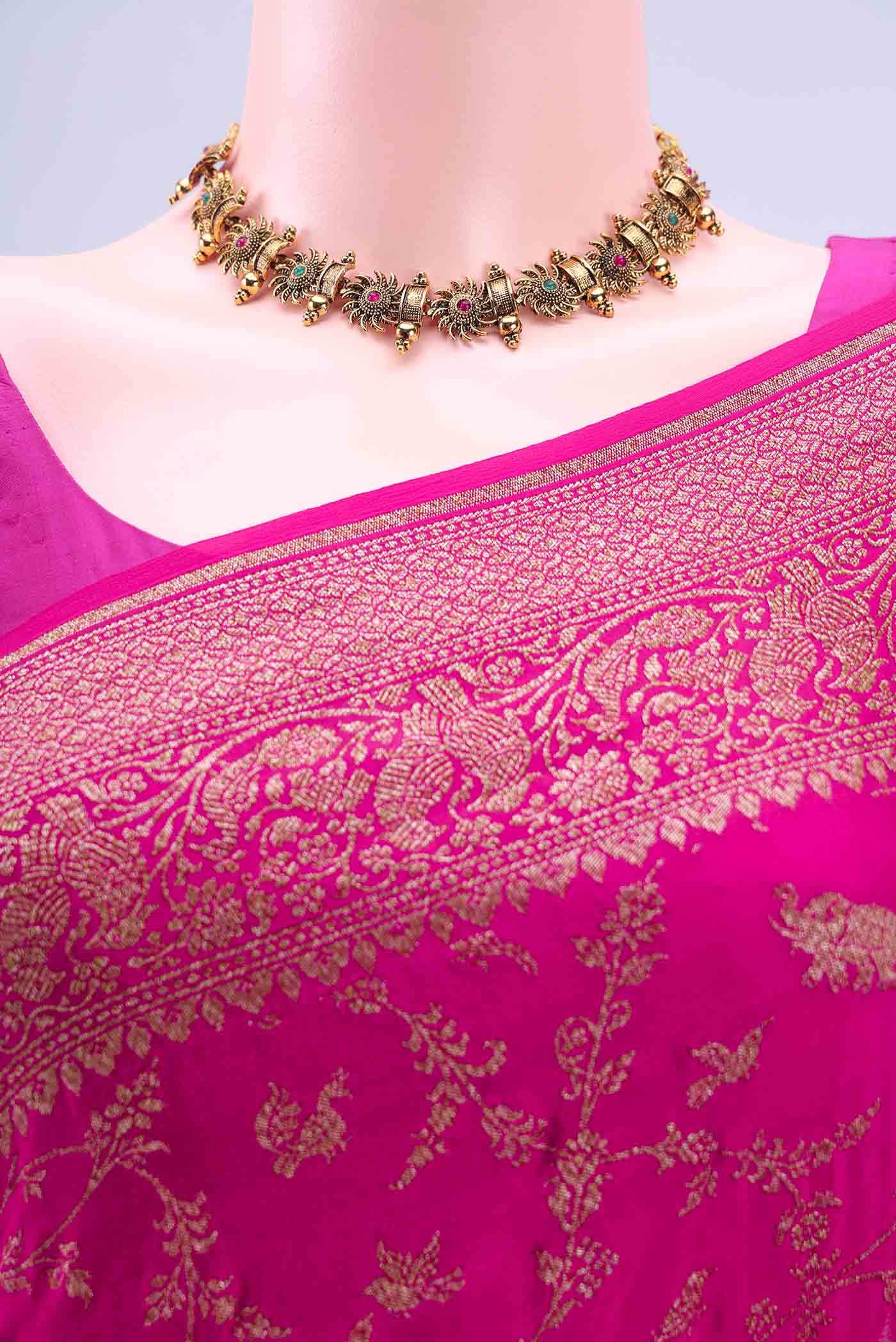 Rani Pink Banarasi Georgette Saree
