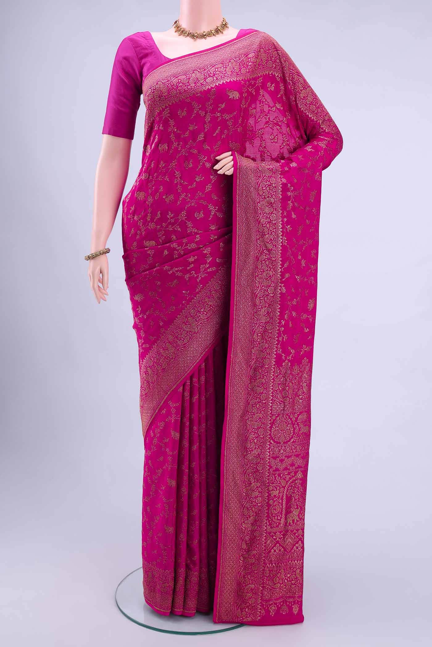 Rani Pink Banarasi Georgette Saree