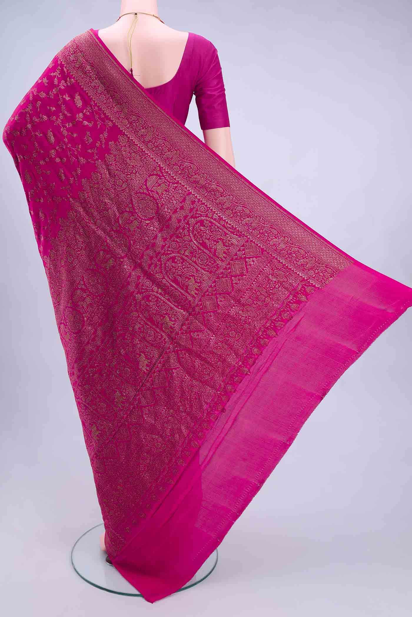 Rani Pink Banarasi Georgette Saree
