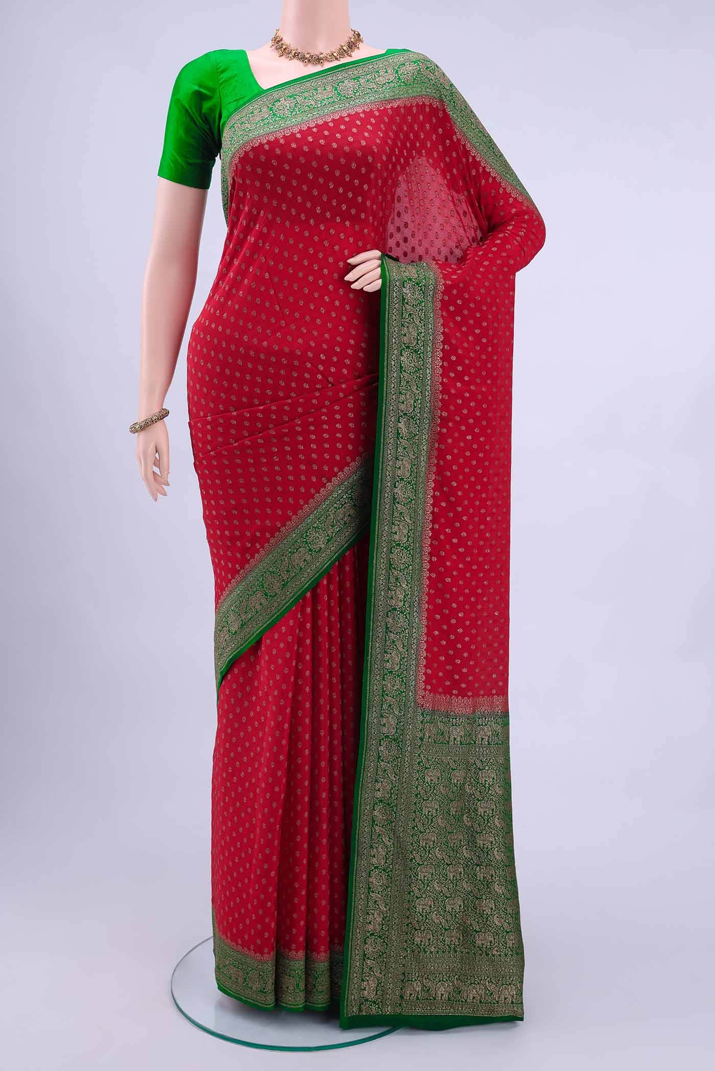 Red Banarasi Georgette Saree