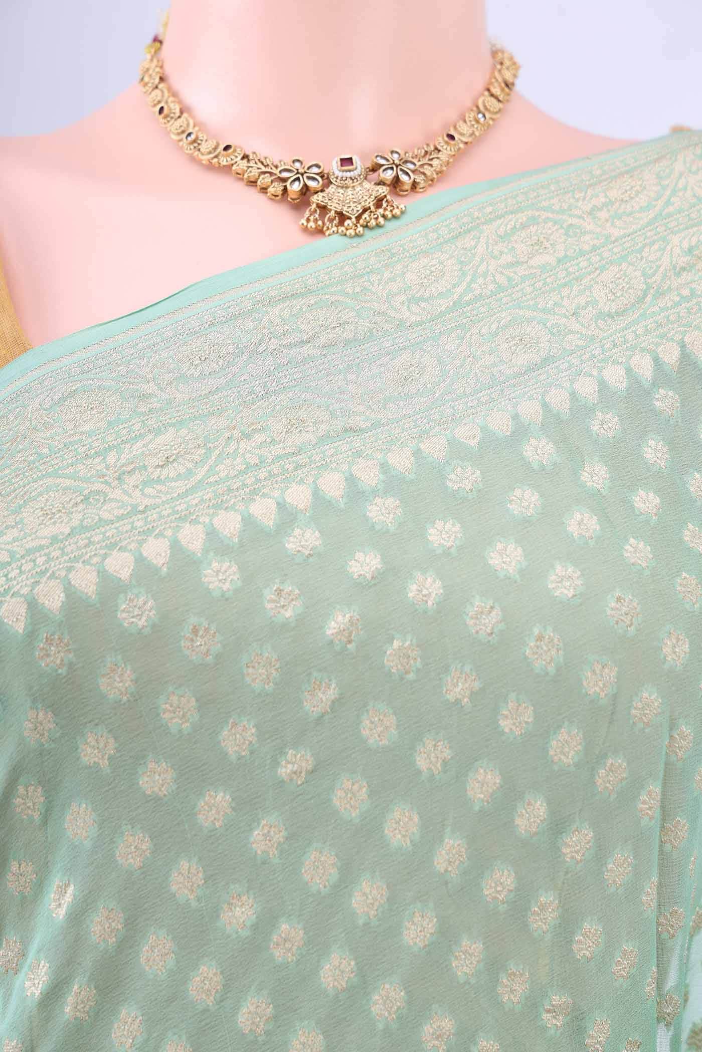 Light Green Banarasi Georgette Saree