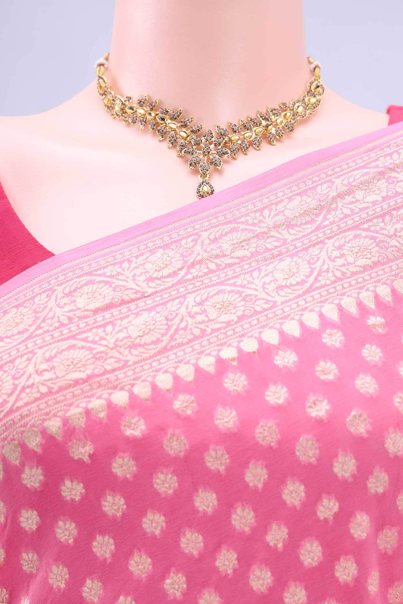 Pink Banarasi Georgette Saree