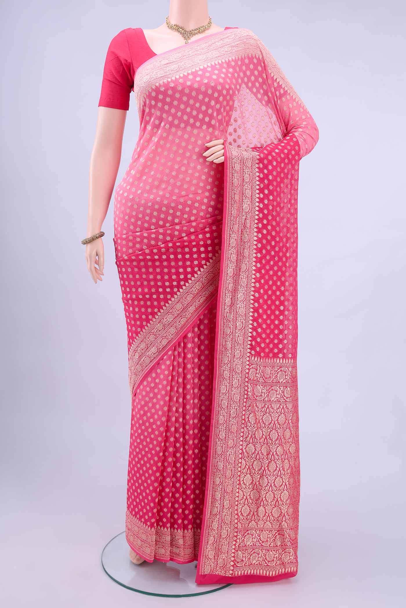 Pink Banarasi Georgette Saree