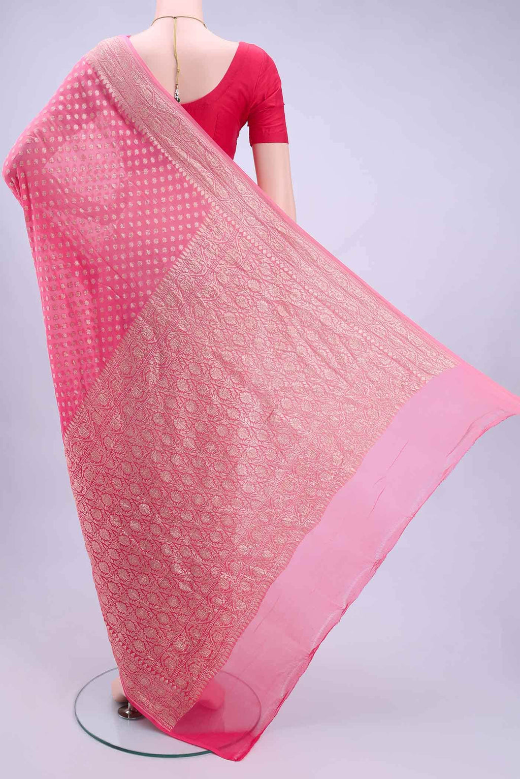 Pink Banarasi Georgette Saree