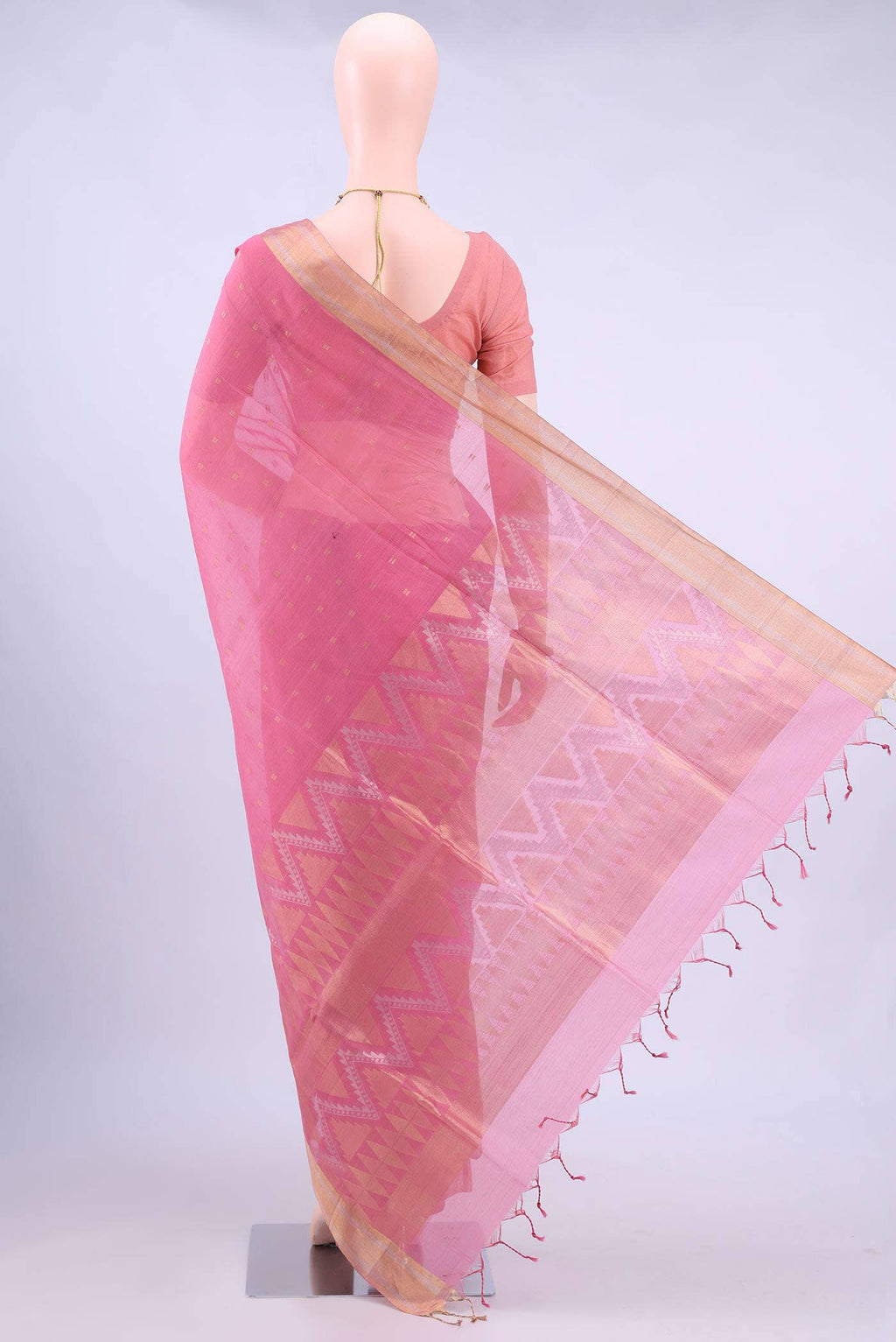 Pink Kora Cotton Saree