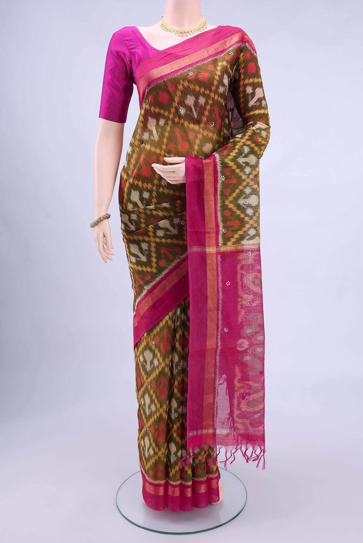 Off White Kora Cotton Saree