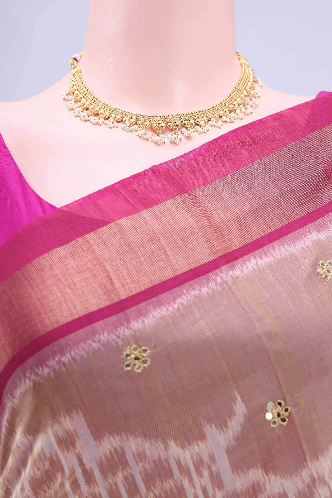 Beige Kora Cotton Saree