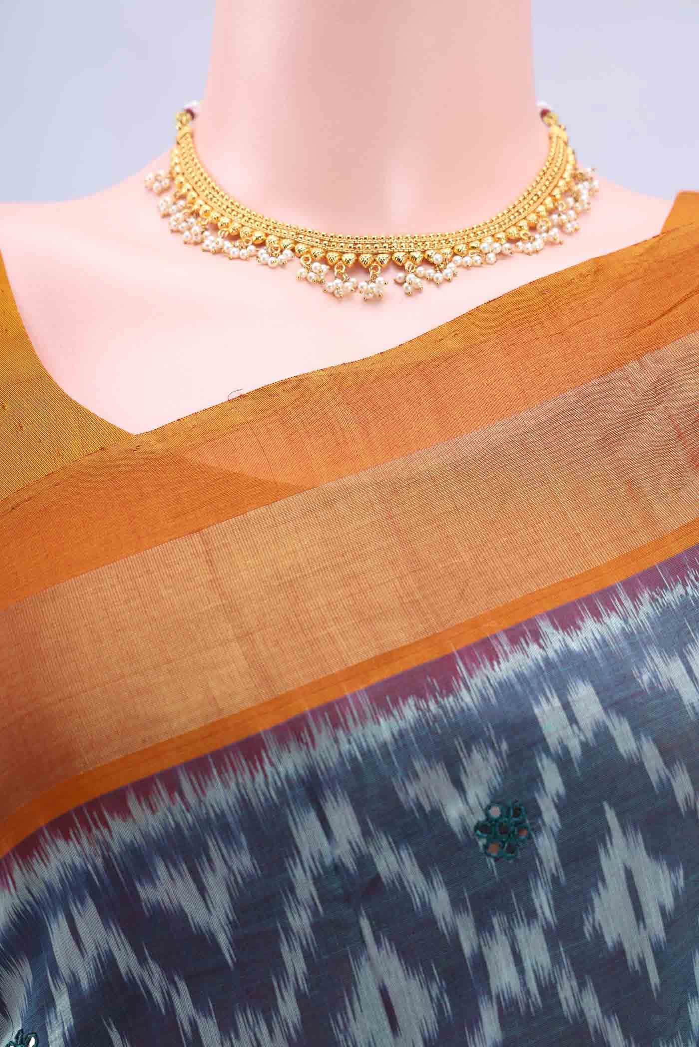 Blue Kora Cotton Saree