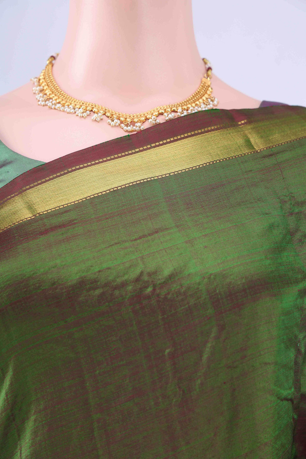 Bottle Green Dual Tone Kanchipuram Silk Saree