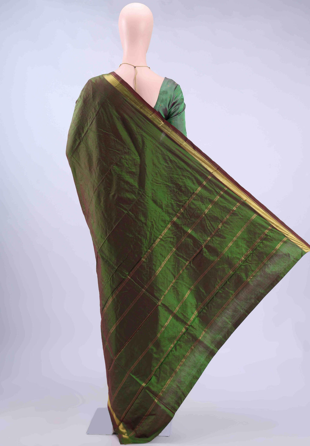Bottle Green Dual Tone Kanchipuram Silk Saree