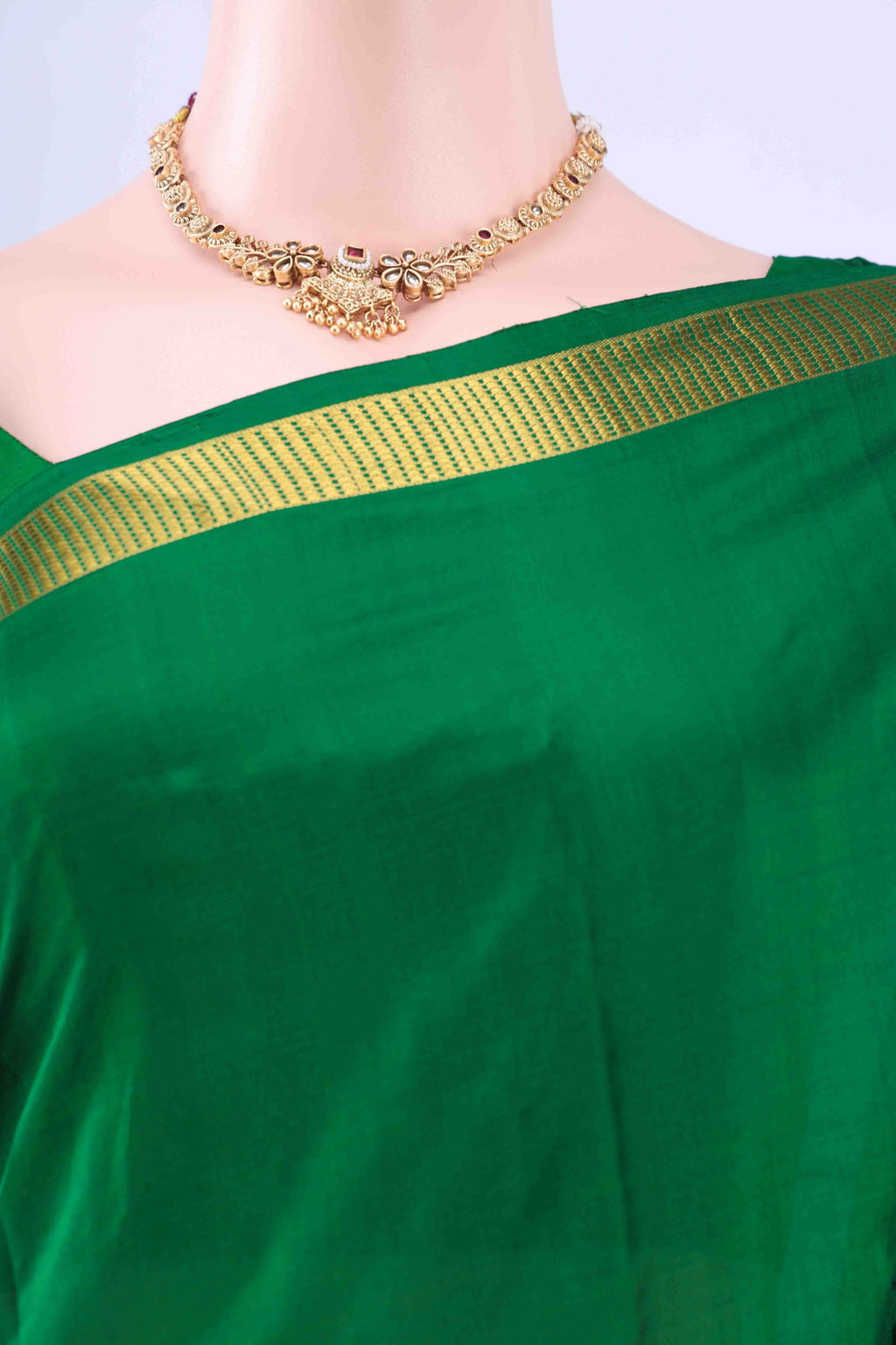 Bottle Green Kanchipuram Silk Saree