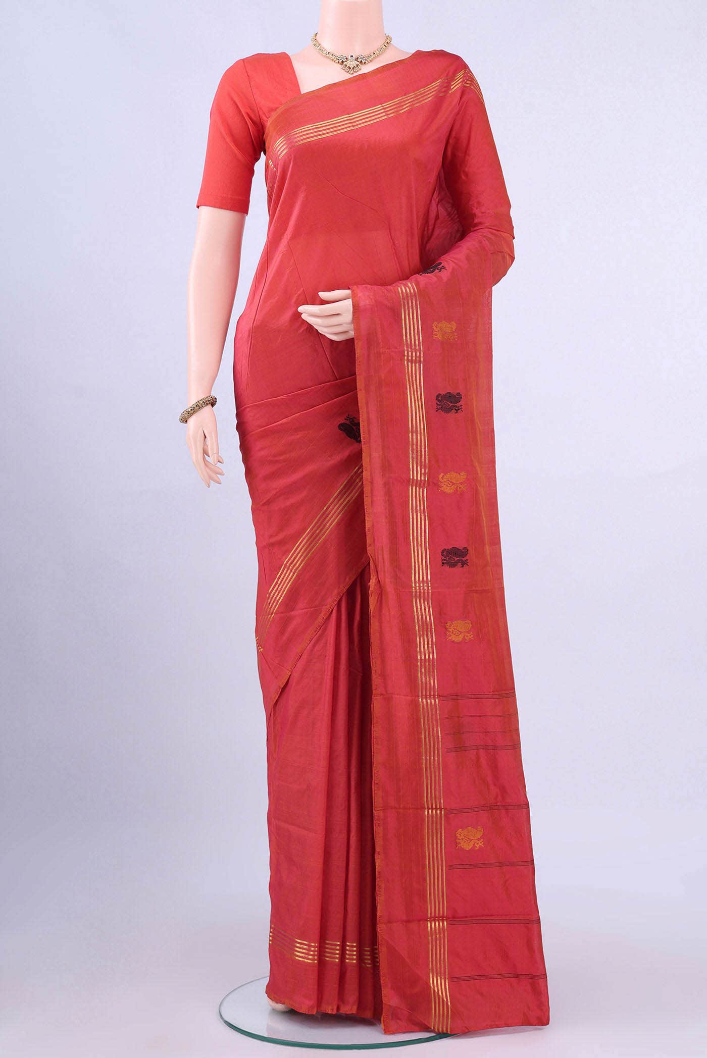 Rust Kanchipuram Saree