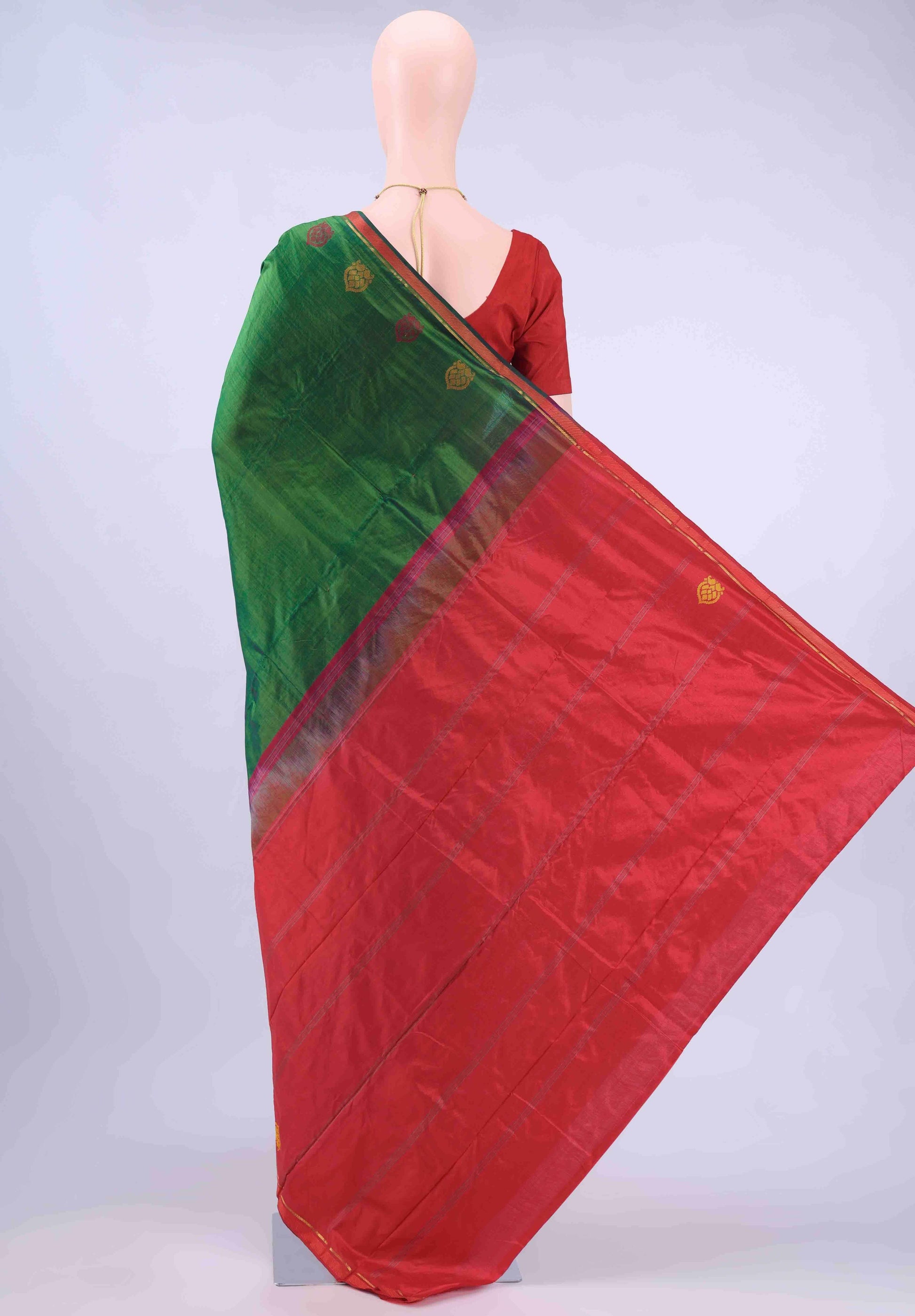 Bottle Green Kanchipuram Silk Saree