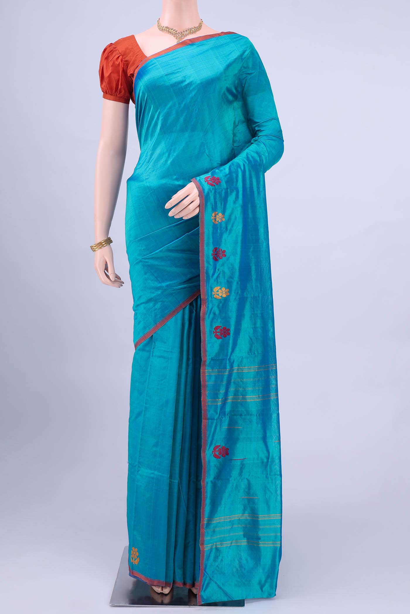 Dark Blue Kanchipuram Silk Saree