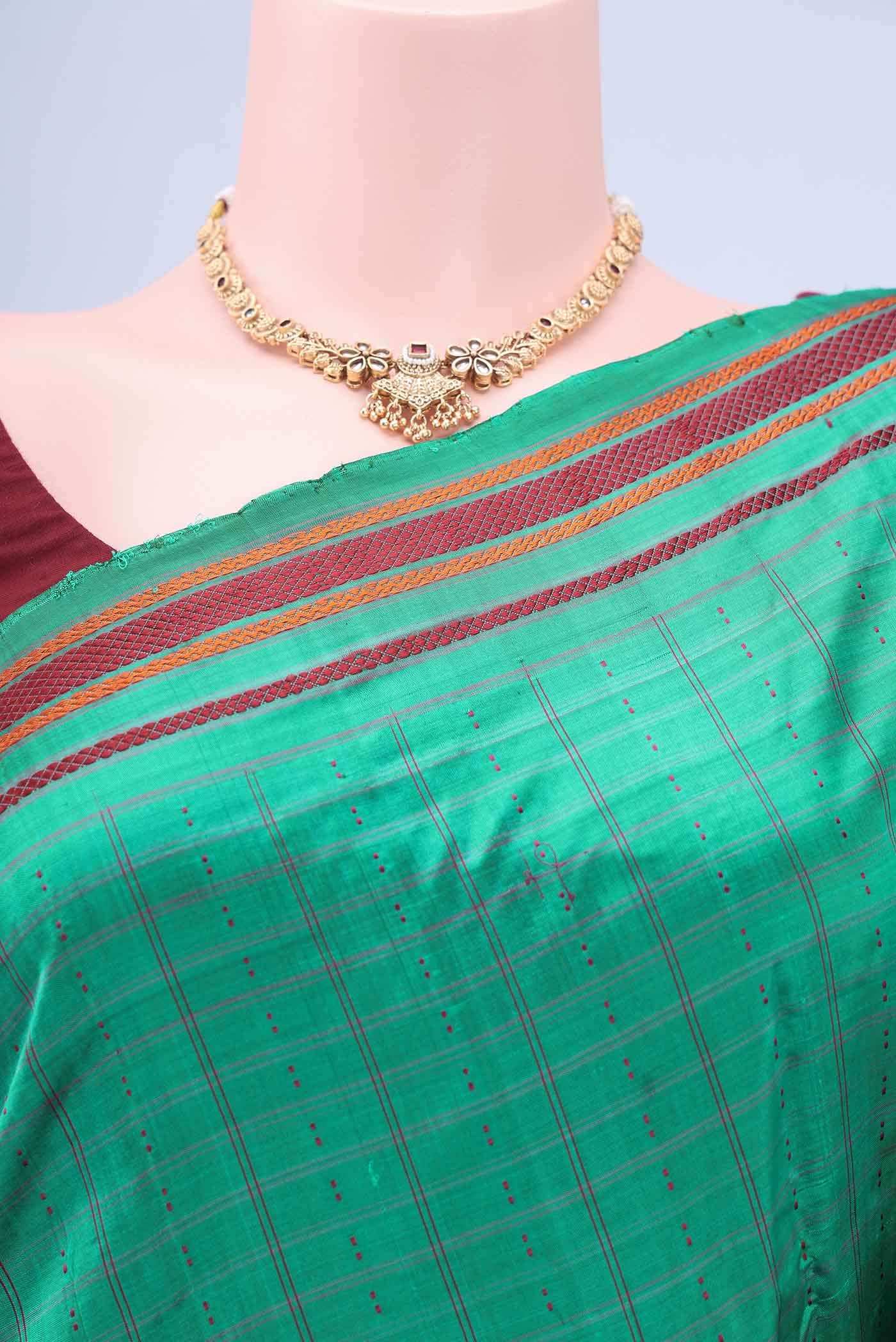 Sea Green Kanchipuram Silk Saree