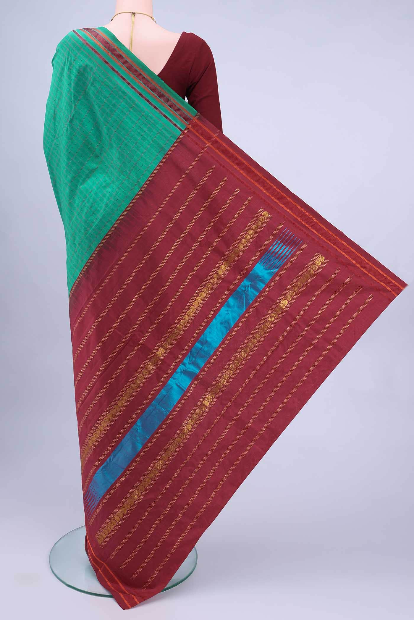 Sea Green Kanchipuram Silk Saree