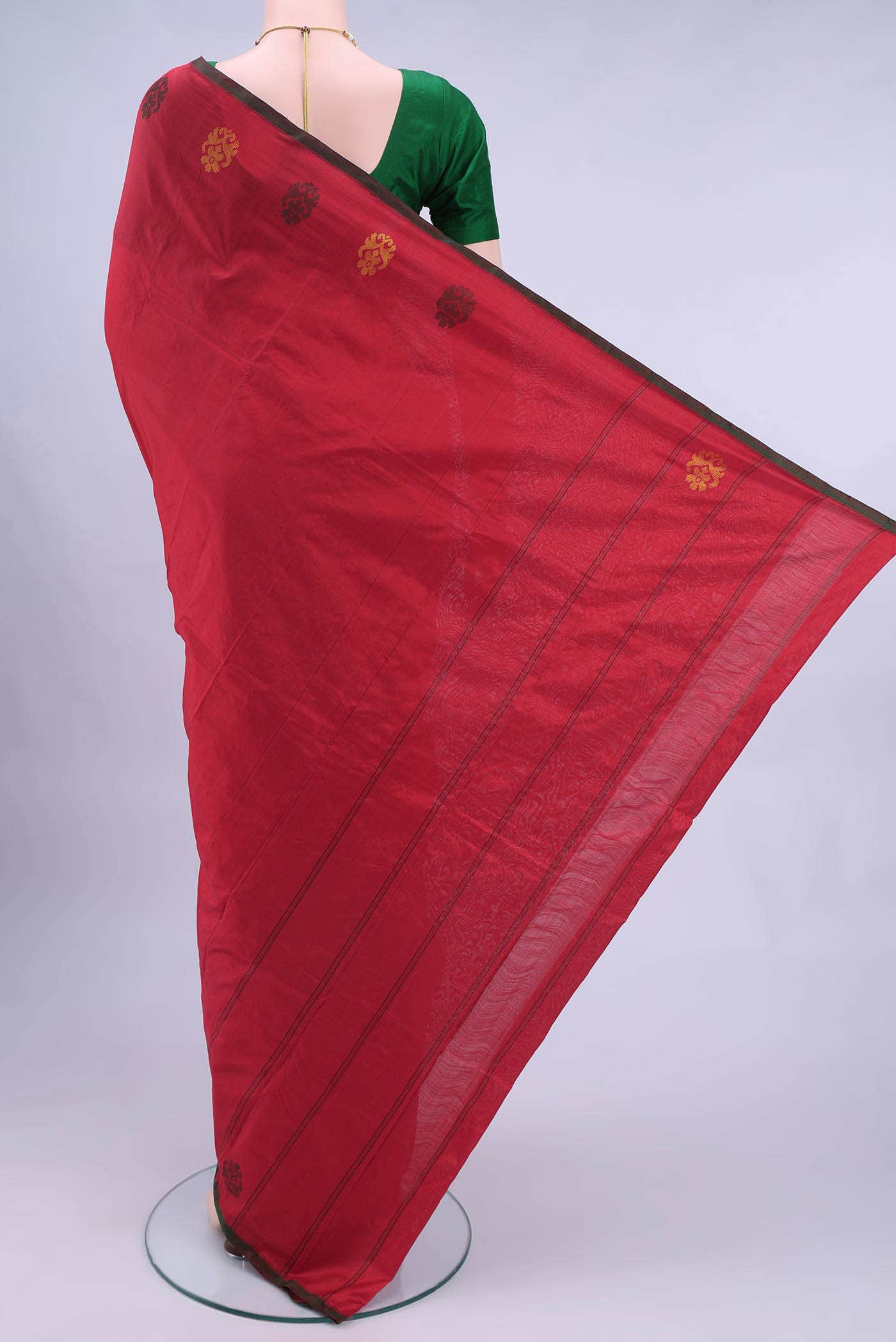 Deep Red Kanchipuram Silk Saree