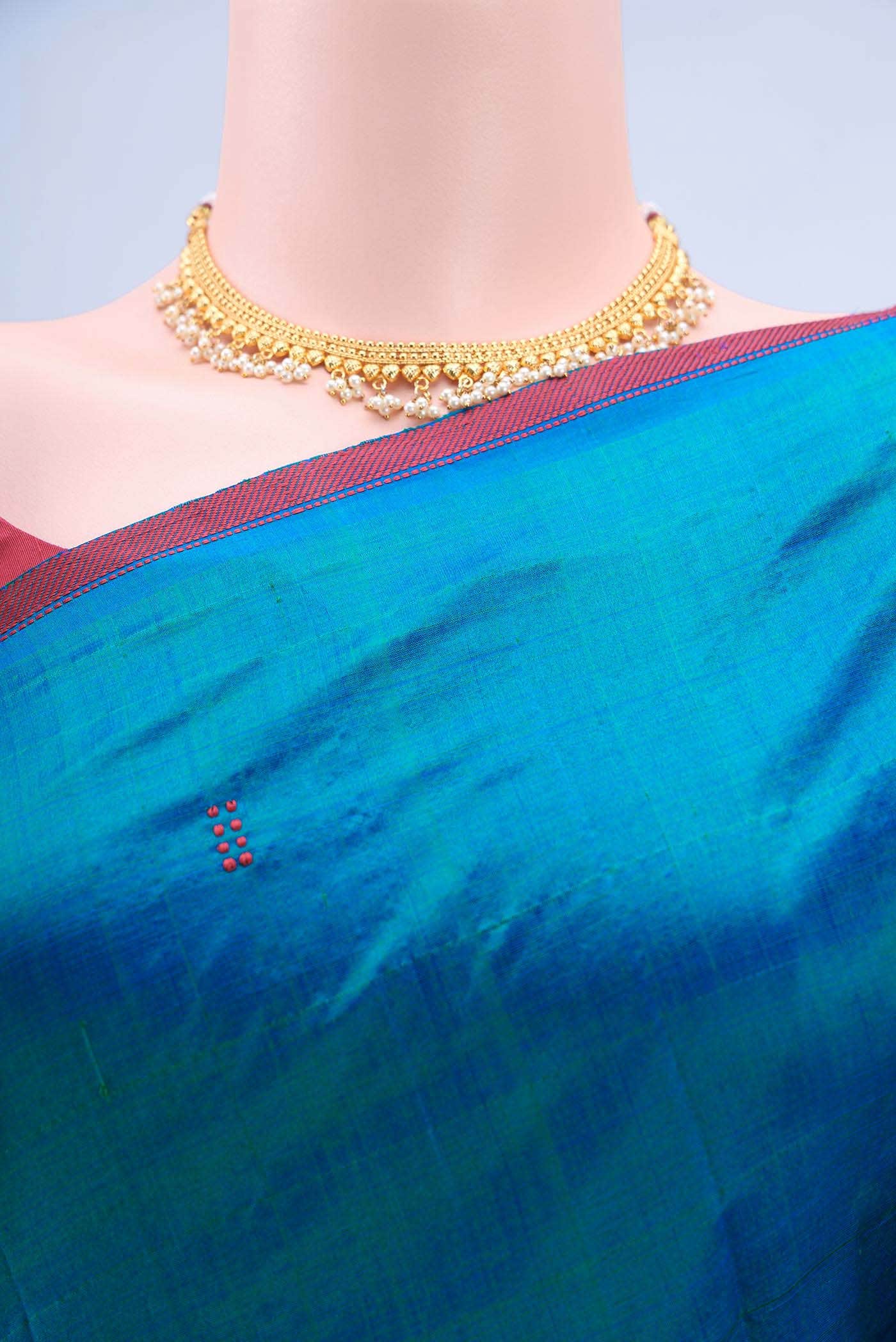 Peacock Blue Kanchipuram Silk Saree