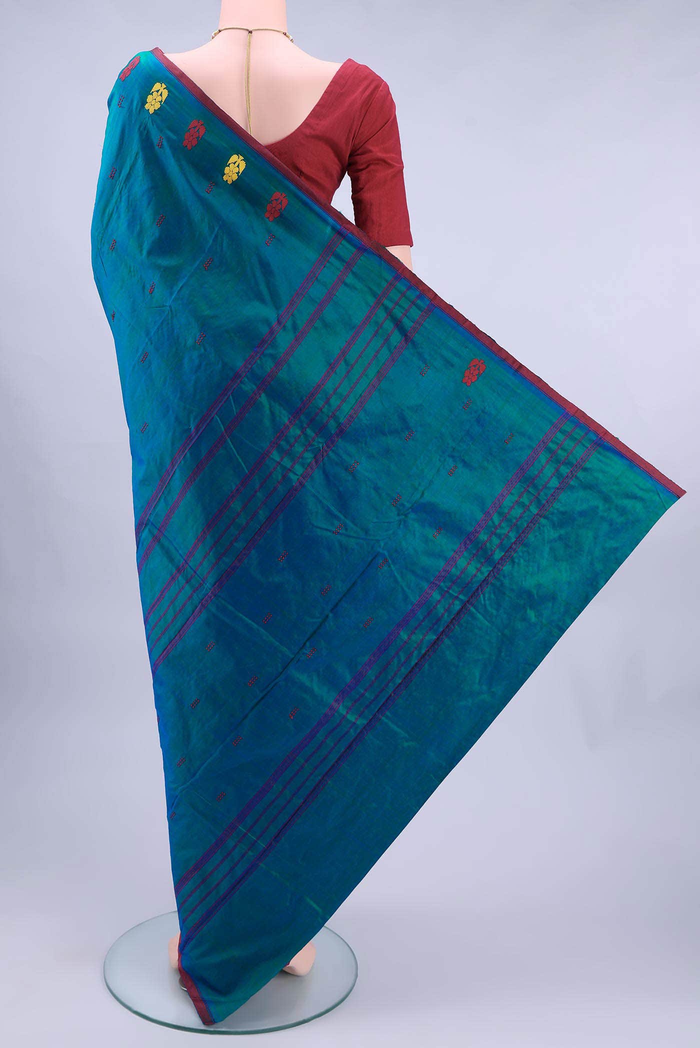 Peacock Blue Kanchipuram Silk Saree