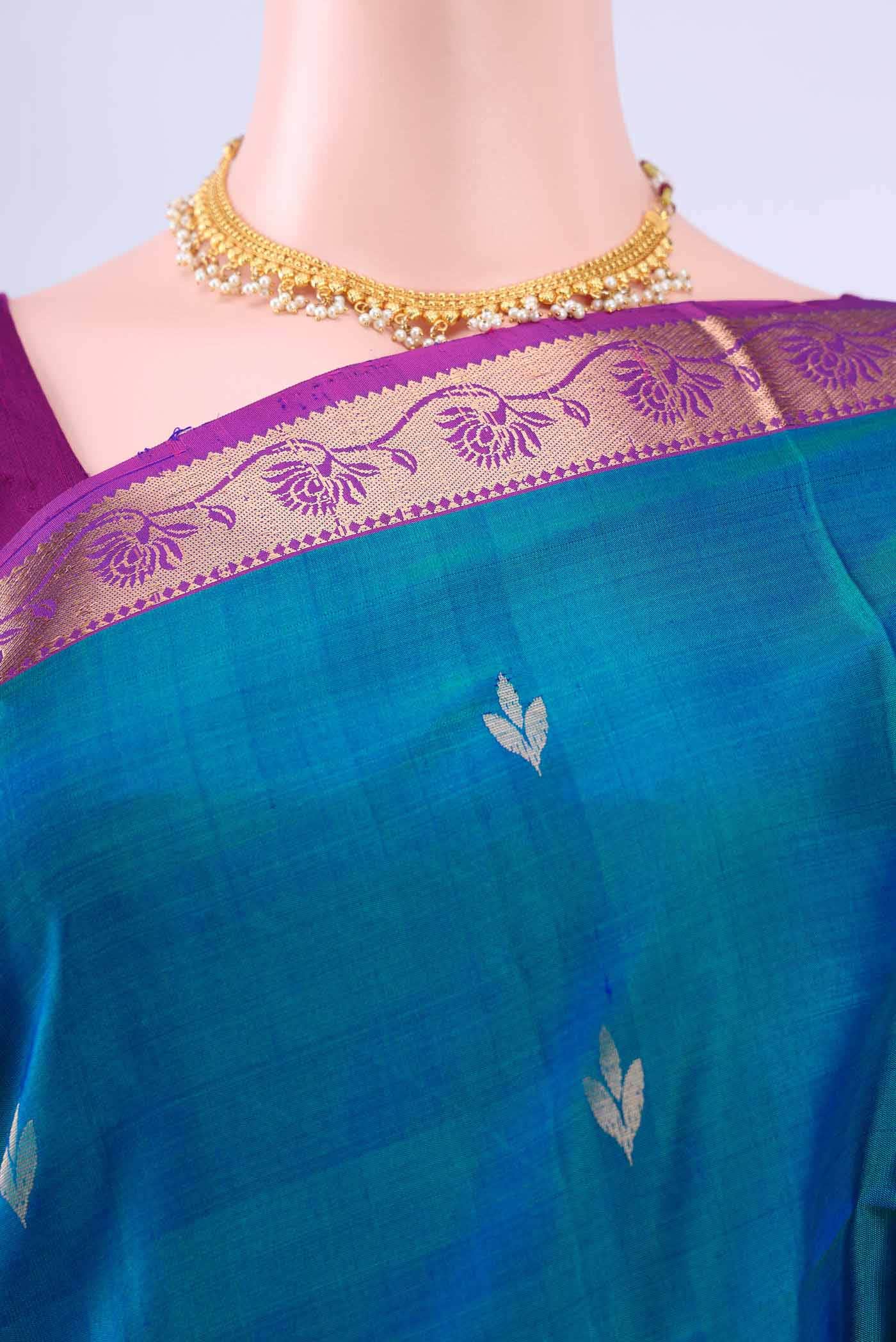 Peacock Blue Soft Silk Saree