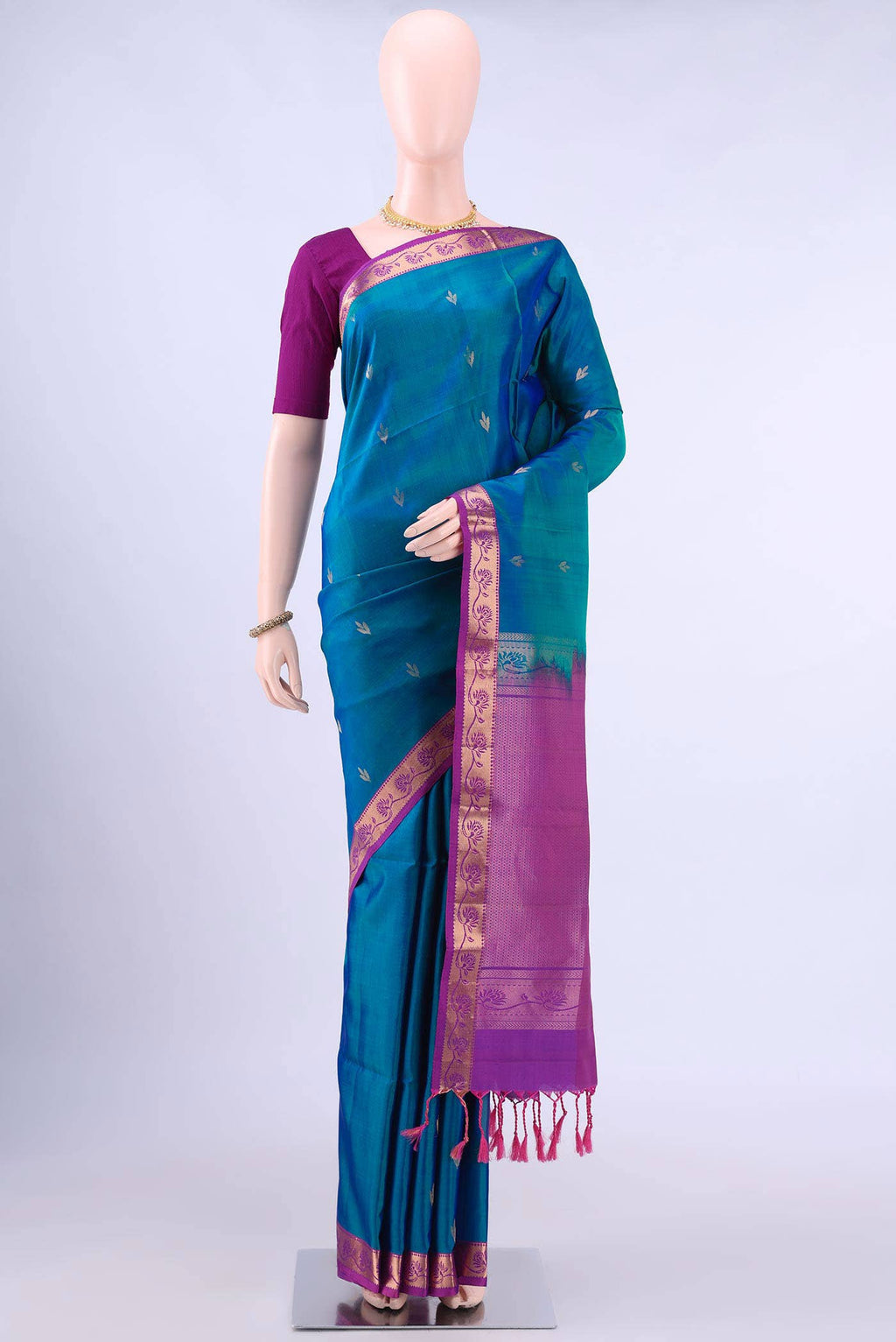 Peacock Blue Soft Silk Saree