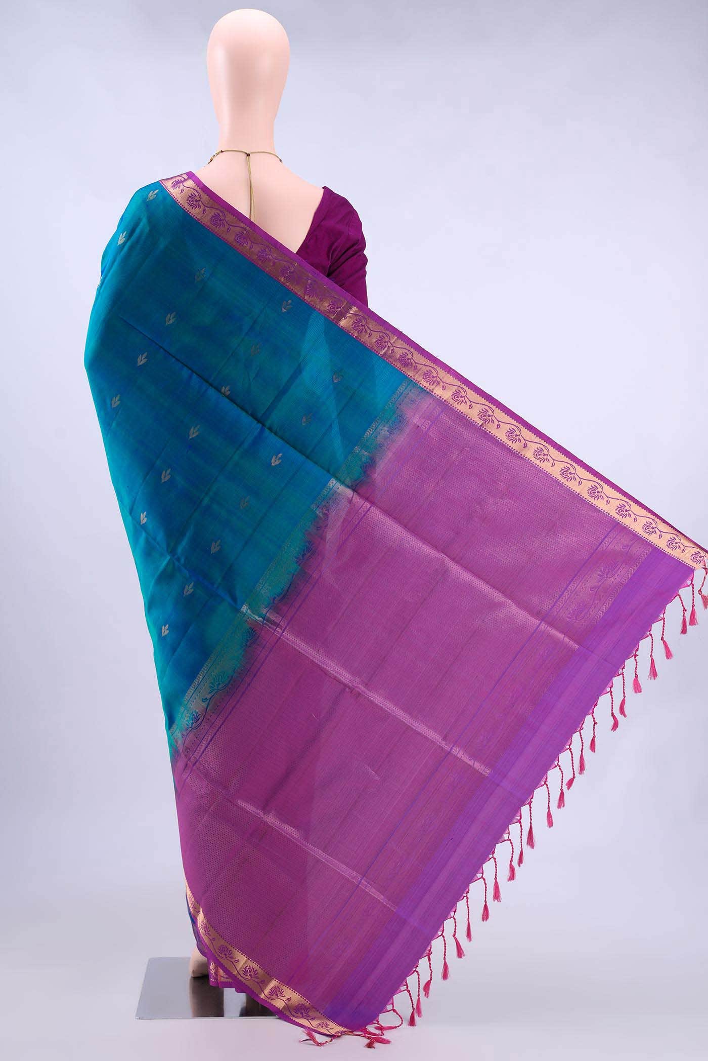 Peacock Blue Soft Silk Saree