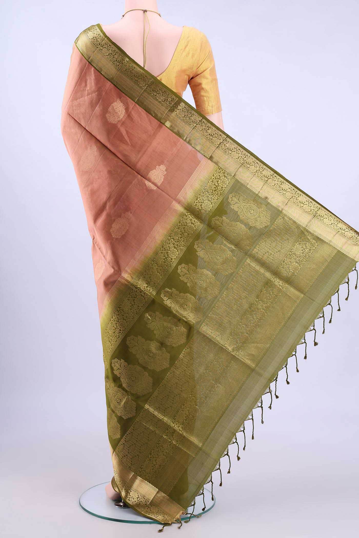 Golden Peach Soft Silk Saree