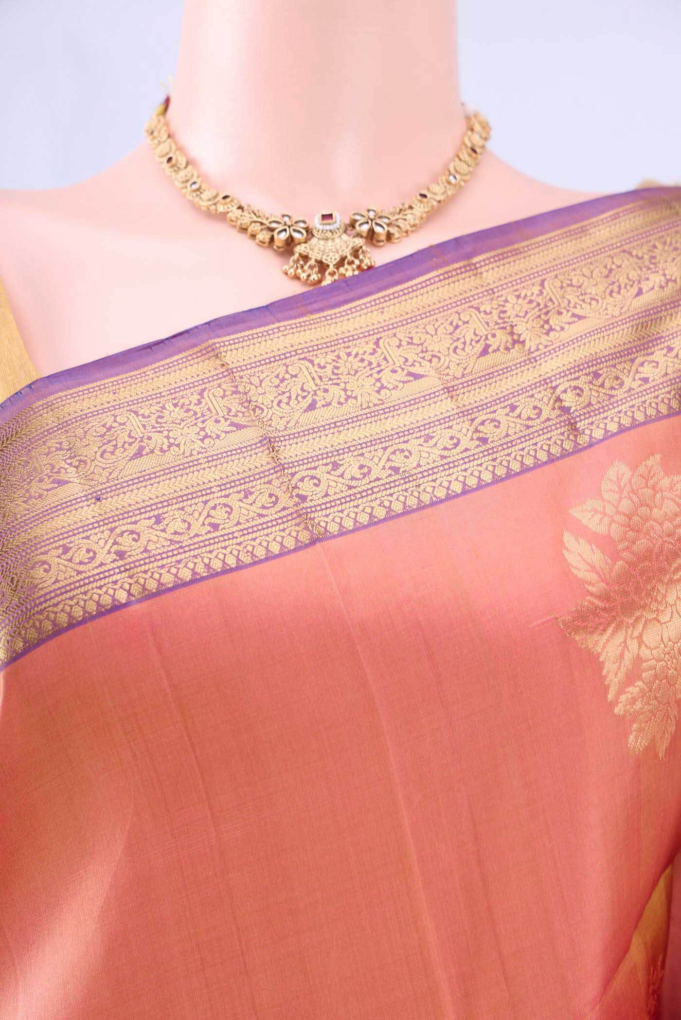Golden Peach Soft Silk Saree