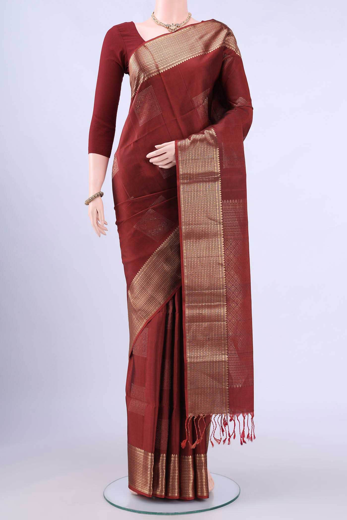 Rust Dual Tone Soft Silk Saree