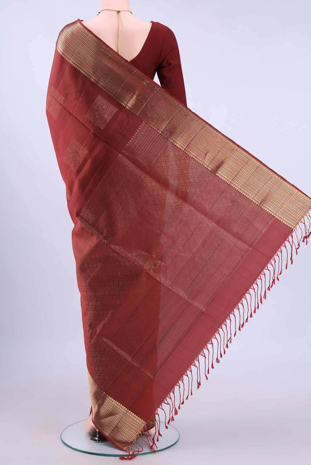 Rust Dual Tone Soft Silk Saree