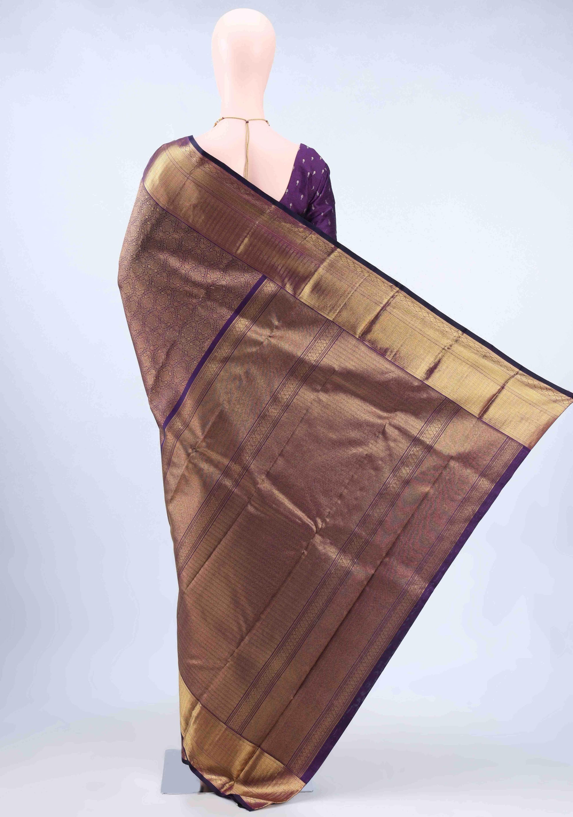Pure Silk Pure Zari Burgundy Kanchipuram Saree