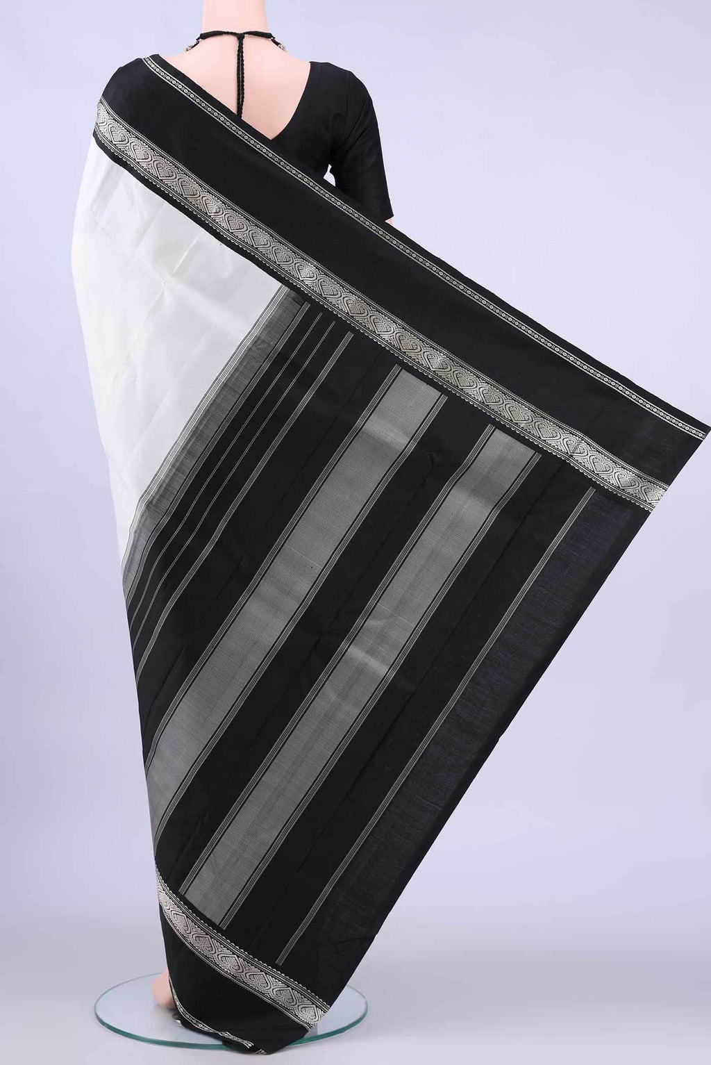 Off White Kanchipuram Silk Saree