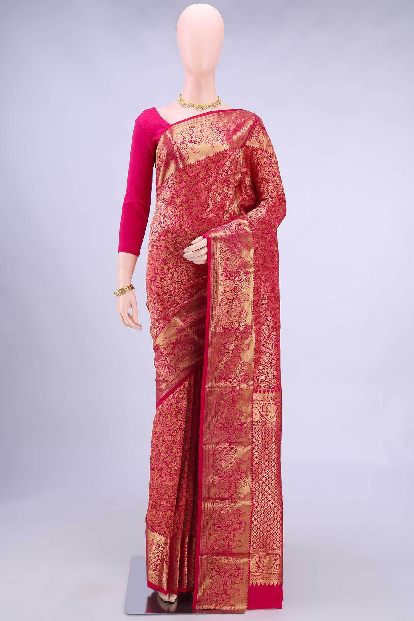 Dark Pink Bangalore Silk Saree