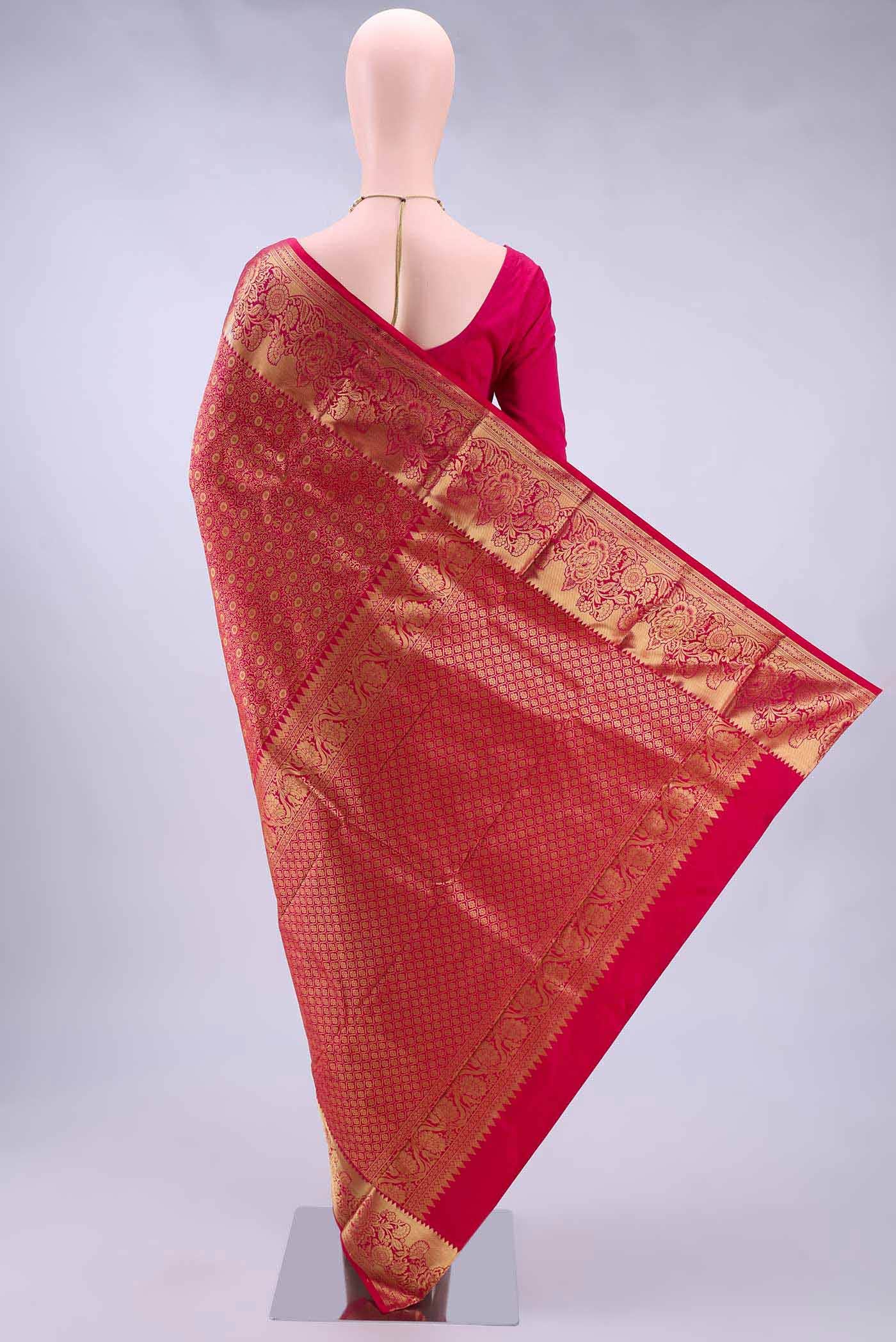 Dark Pink Bangalore Silk Saree