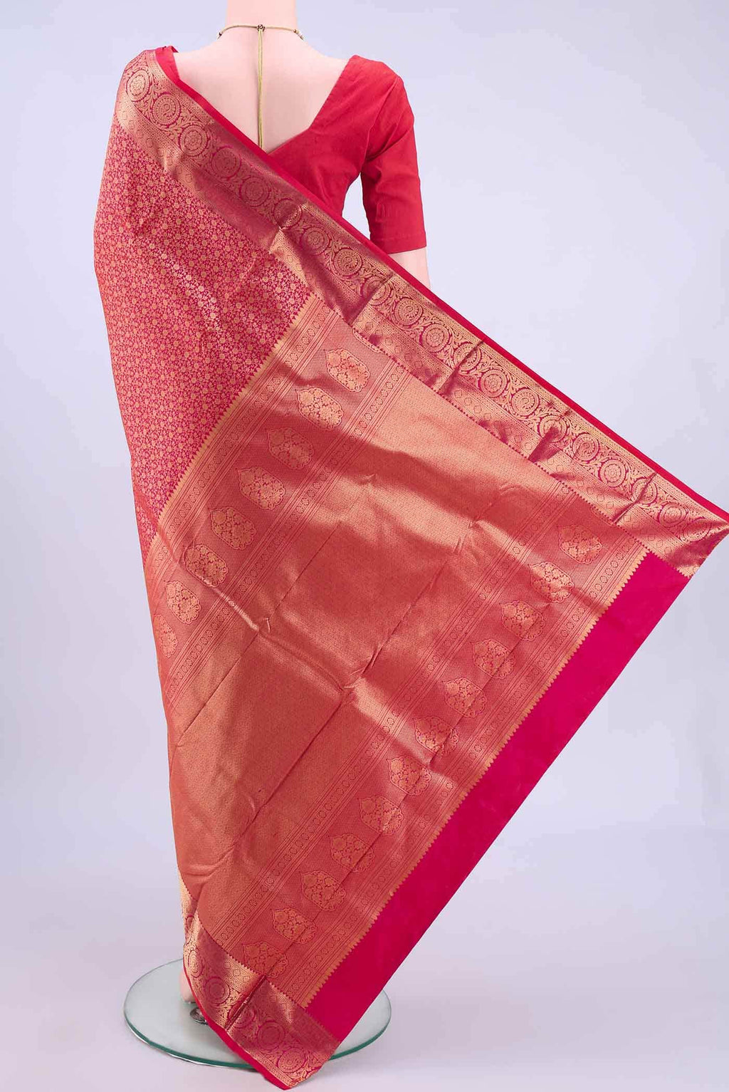 Brick Orange Bangalore Silk Saree