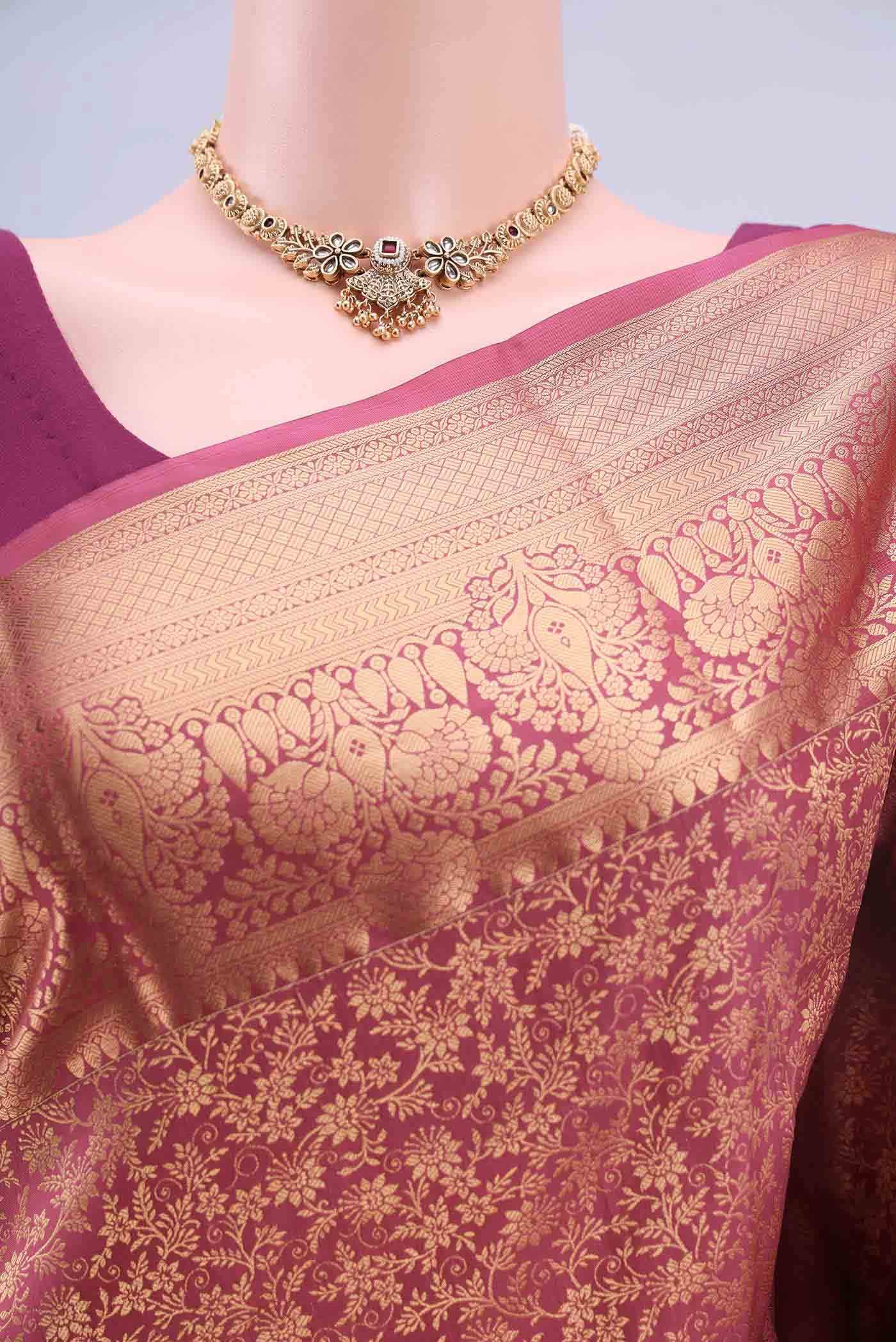 Coral Kanchipuram Saree